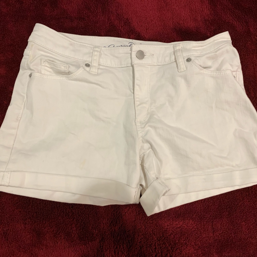 size four white jean shorts